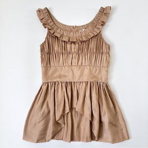 [SOLD] Parasuco Pure Silk Smocked Shimmery Ruffle Peplum Tank Top size 6